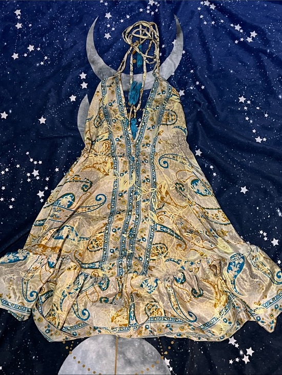 Dresses & Skirts - Boho Paisley Halter Sundress in Teal & Gold